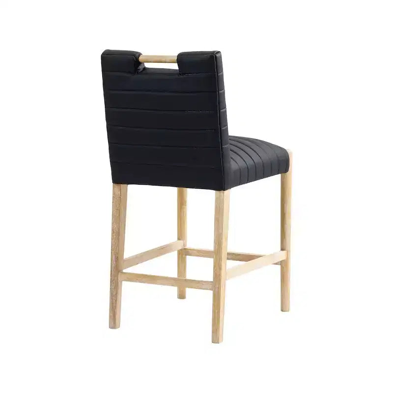 Black Vegan Leather Counter Stool