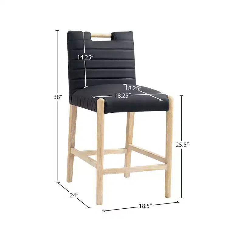 Black Vegan Leather Counter Stool