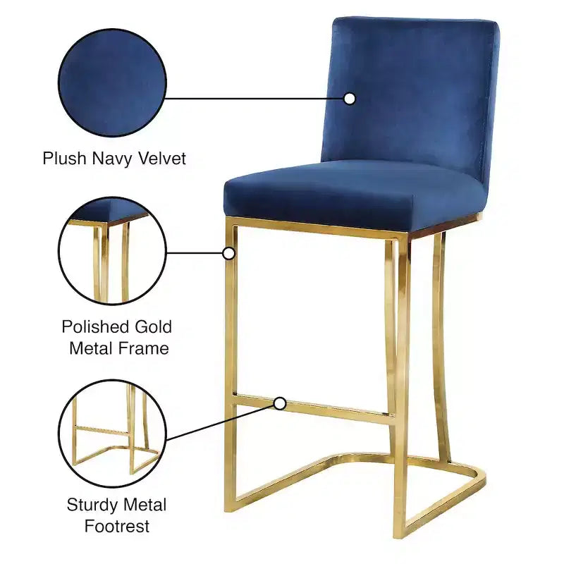 Navy Velvet Stool