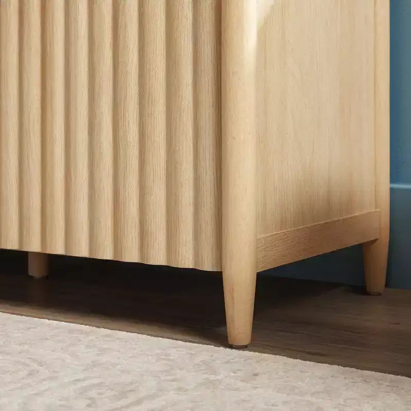 Scandinavian Reeded TV Stand with Storage