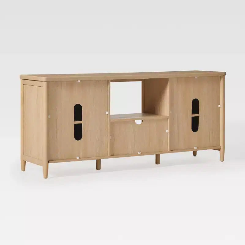 Scandinavian Reeded TV Stand with Storage