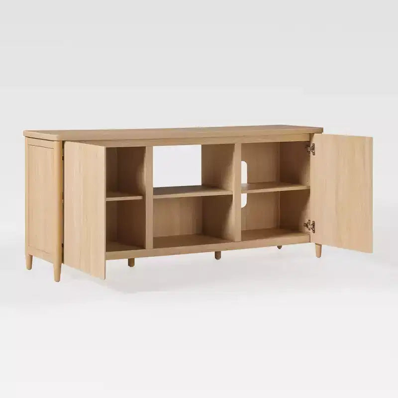 Scandinavian Reeded TV Stand with Storage