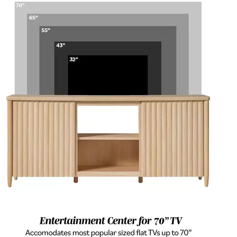 Scandinavian Reeded TV Stand with Storage