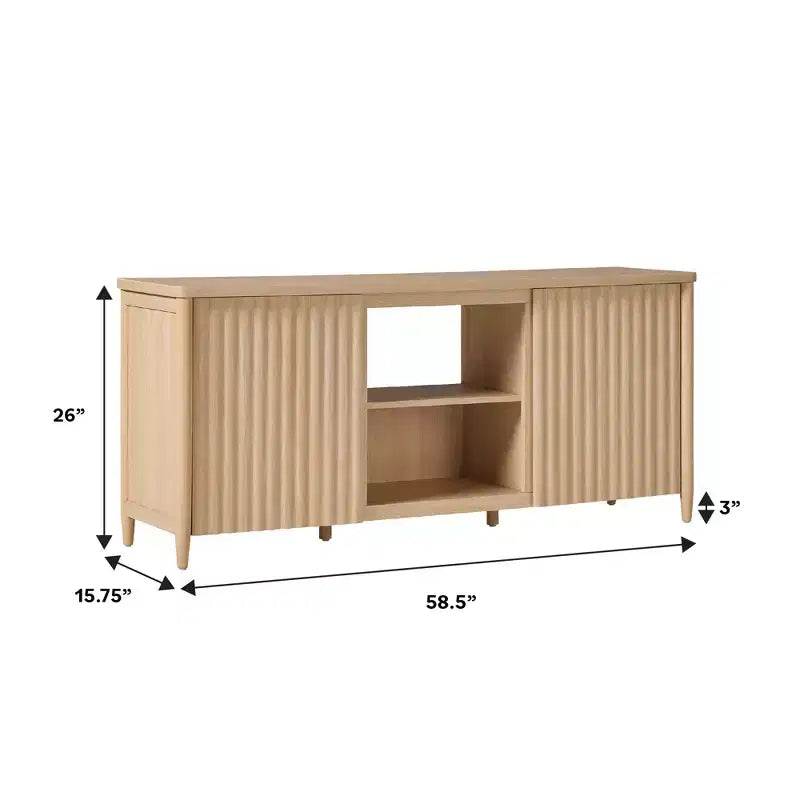 Scandinavian Reeded TV Stand with Storage