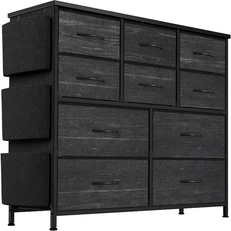 10-Drawer Multifunctional Dresser Tower with Fabric Pockets, Hooks & Waterproof Top
