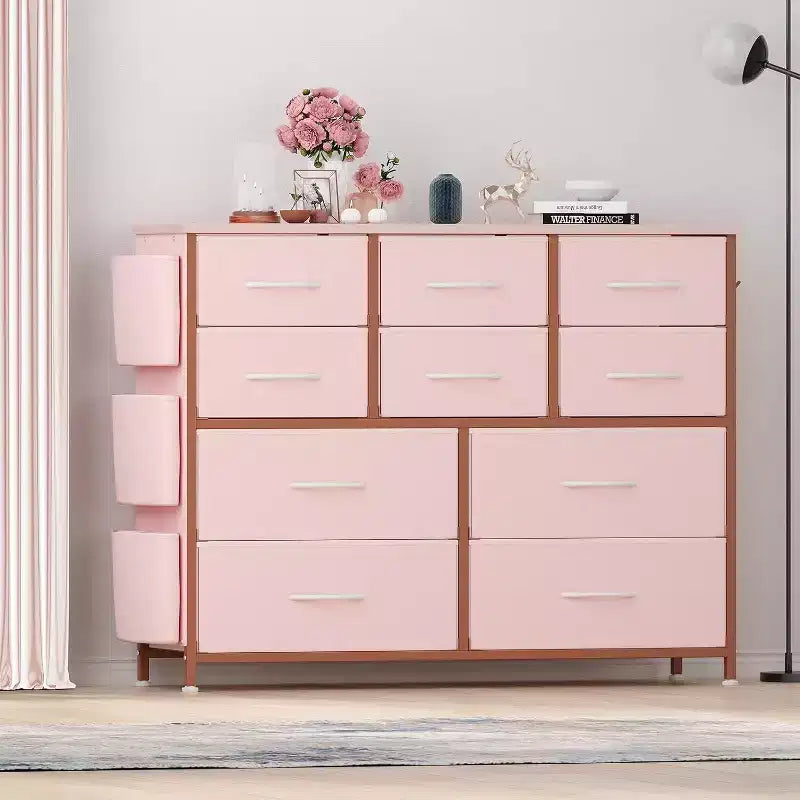 10-Drawer Multifunctional Dresser Tower with Fabric Pockets, Hooks & Waterproof Top