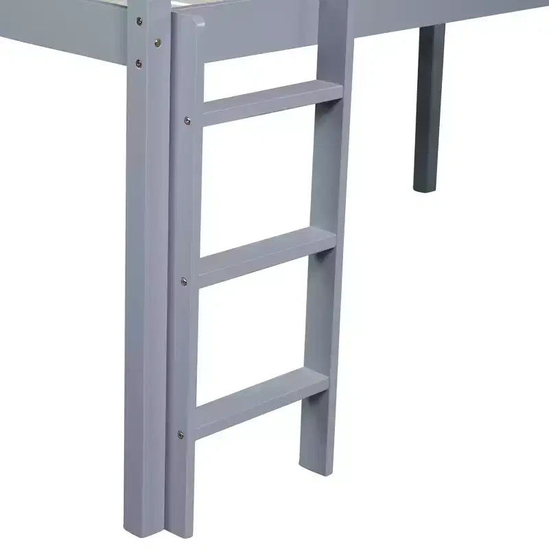 Twin Low Loft Bed with Slide, Ladder and Safety Guardrails - Gray