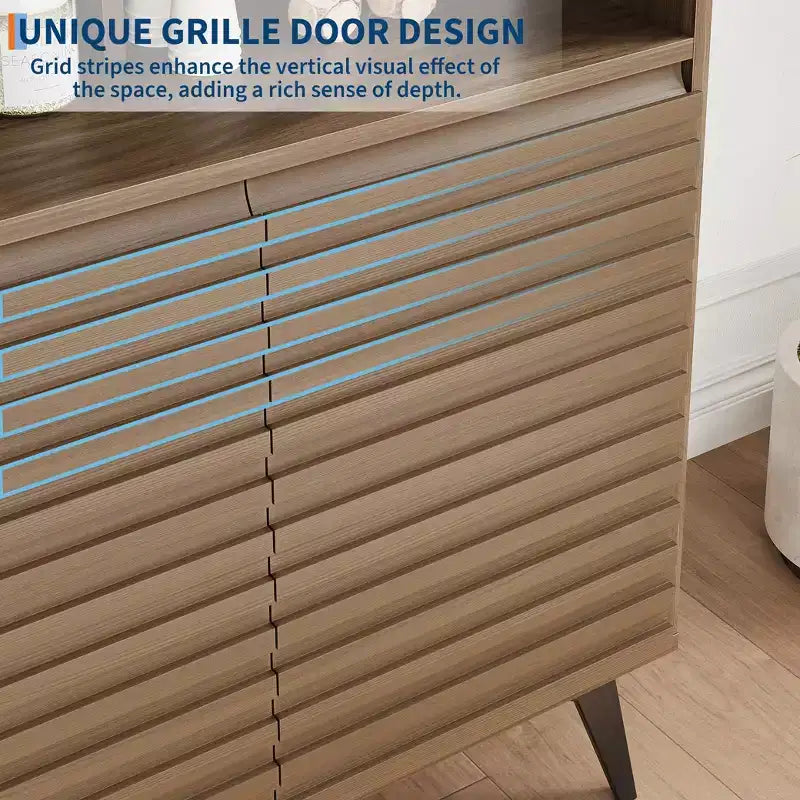 Fluted Storage Cabinet, Sideboard Buffet Cabinet with Storage & Adjustable Shelves for Kitchen, Entryway