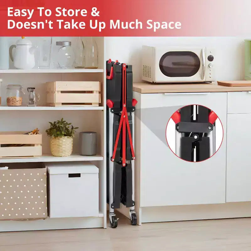 3-Tier Rolling Utility Cart - Foldable Storage with Locking Wheels for Kitchen, Office & More