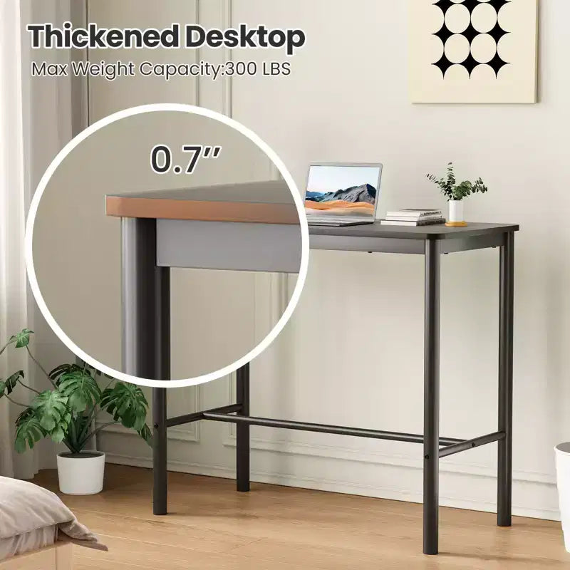 47'' Counter Height Pub Bar Table - Black Rectangular Dining Table for Cafe, Kitchen and Study Room