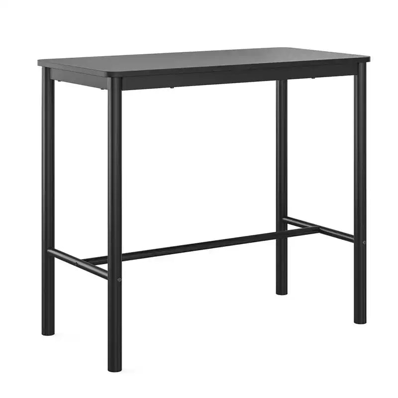 47'' Counter Height Pub Bar Table - Black Rectangular Dining Table for Cafe, Kitchen and Study Room