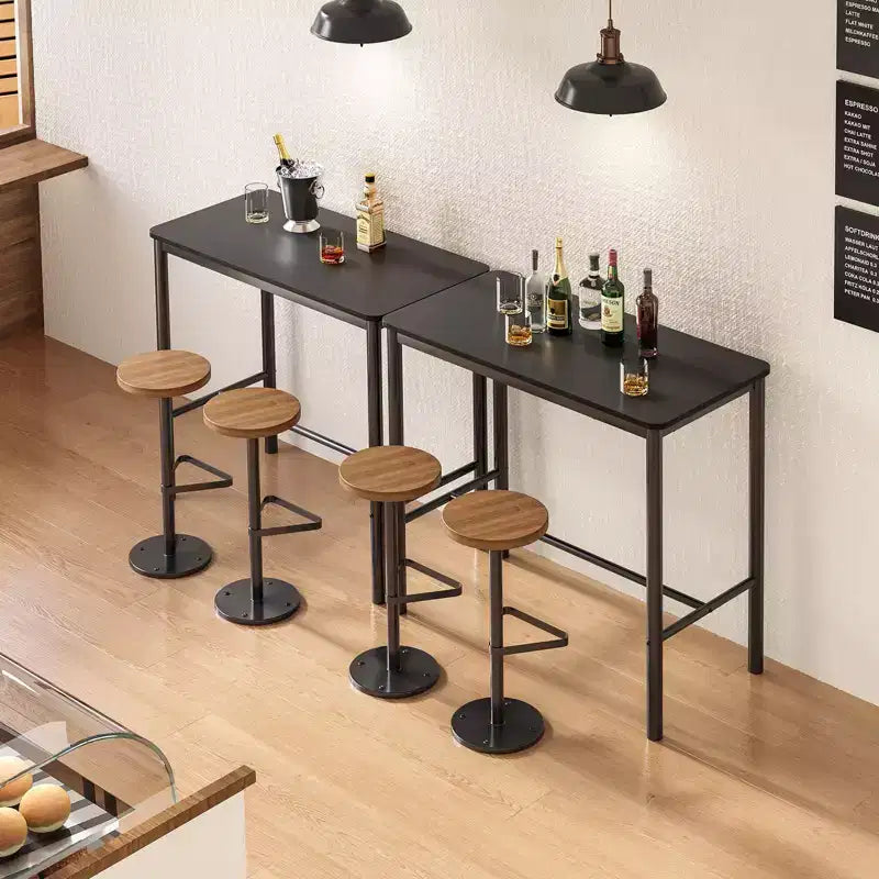 47'' Counter Height Pub Bar Table - Black Rectangular Dining Table for Cafe, Kitchen and Study Room