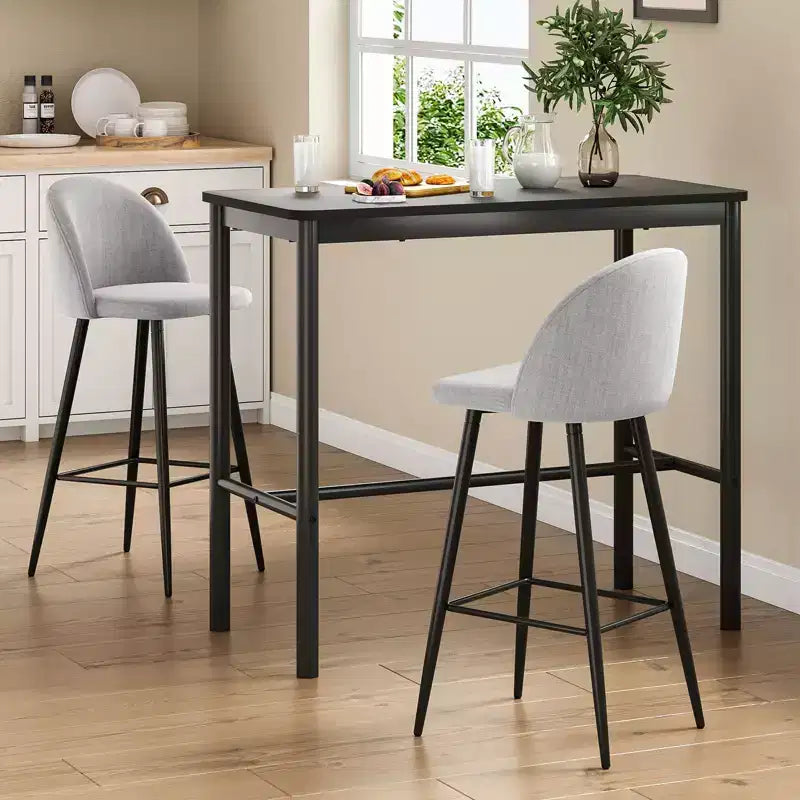 47'' Counter Height Pub Bar Table - Black Rectangular Dining Table for Cafe, Kitchen and Study Room