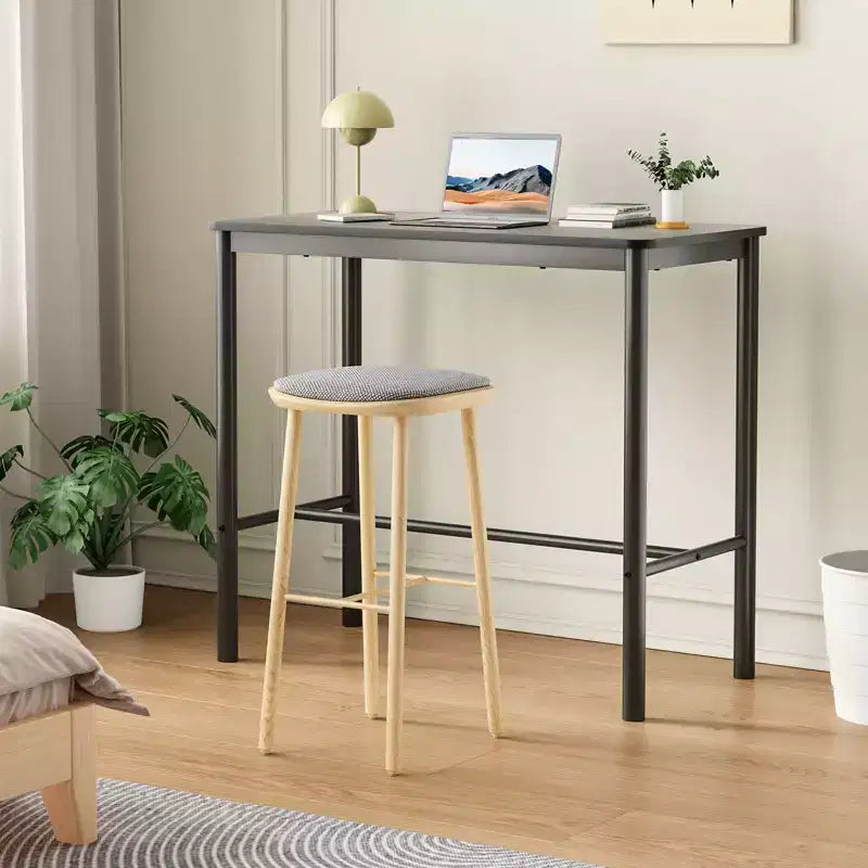 47'' Counter Height Pub Bar Table - Black Rectangular Dining Table for Cafe, Kitchen and Study Room
