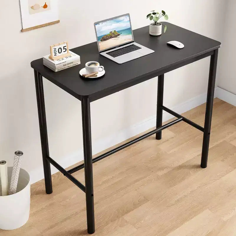 47'' Counter Height Pub Bar Table - Black Rectangular Dining Table for Cafe, Kitchen and Study Room