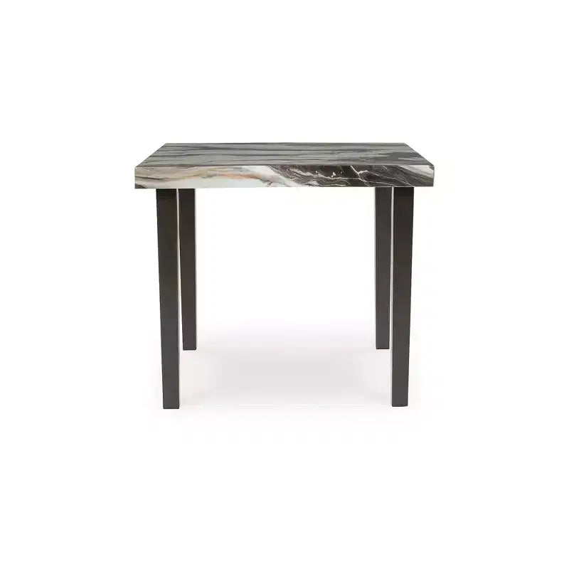 Square Counter Height Dining Table - Dark Brown & Beige Faux Marble Top, Seats 4