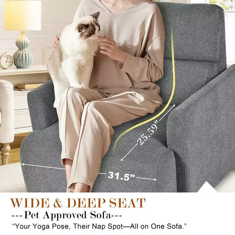 Oversized Chair with Storage Ottoman, Wide Accent Armchair, Upholstered Mid-Century Reading Chair, Deep Seat Sofa Couch
