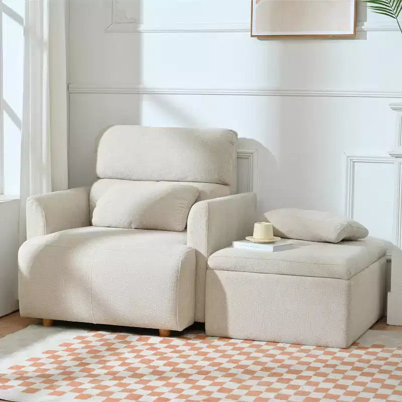 Oversized Chair with Storage Ottoman, Wide Accent Armchair, Upholstered Mid-Century Reading Chair, Deep Seat Sofa Couch