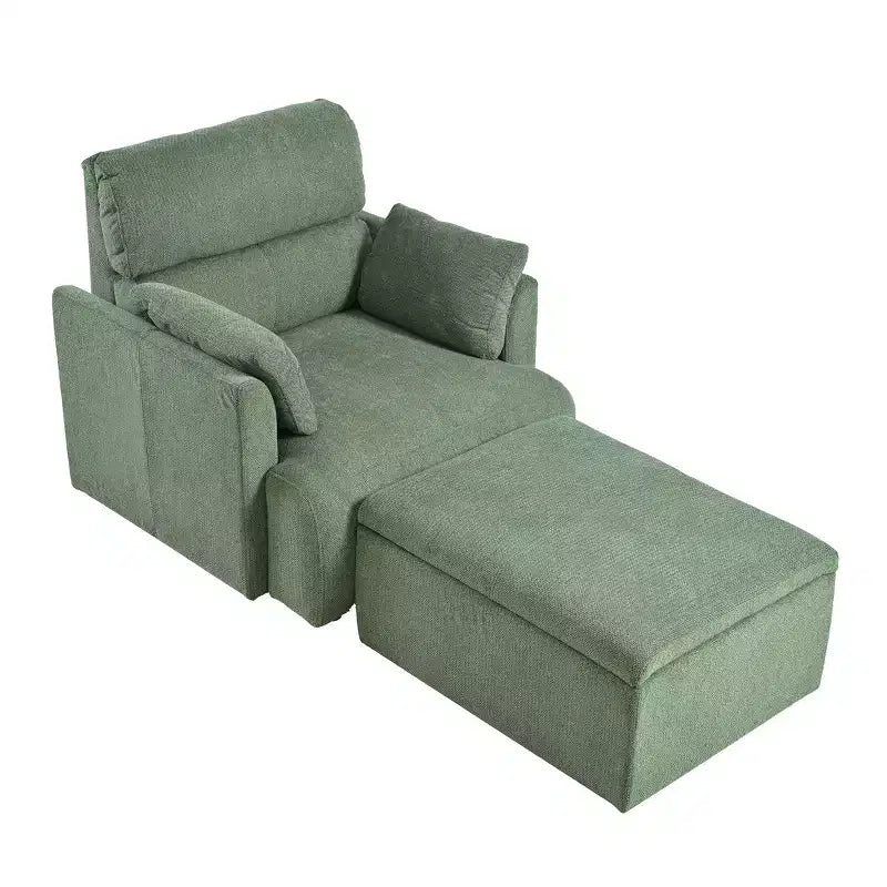 Oversized Chair with Storage Ottoman, Wide Accent Armchair, Upholstered Mid-Century Reading Chair, Deep Seat Sofa Couch