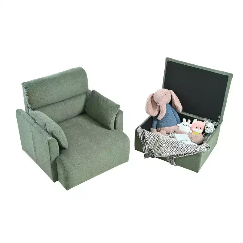 Oversized Chair with Storage Ottoman, Wide Accent Armchair, Upholstered Mid-Century Reading Chair, Deep Seat Sofa Couch