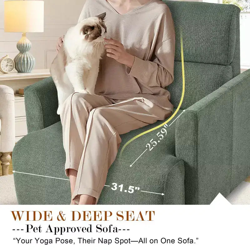 Oversized Chair with Storage Ottoman, Wide Accent Armchair, Upholstered Mid-Century Reading Chair, Deep Seat Sofa Couch