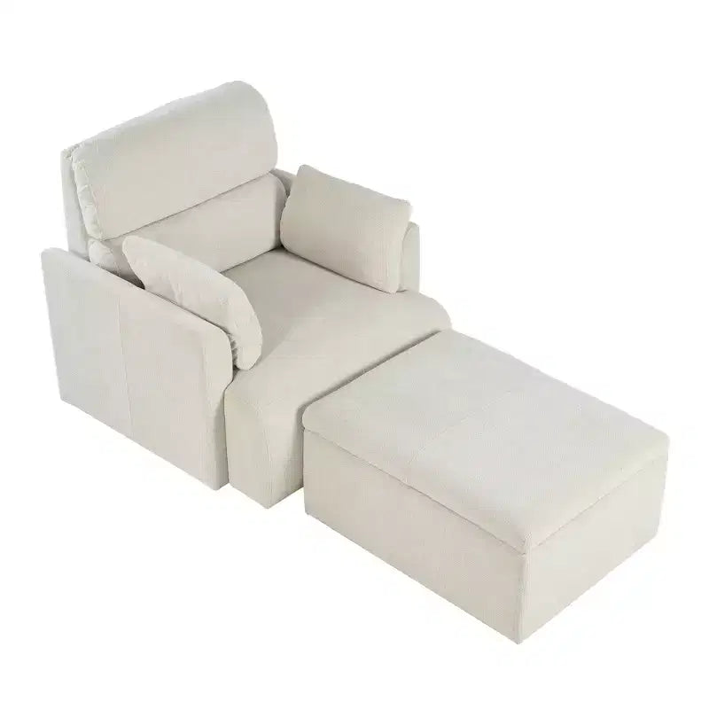 Oversized Chair with Storage Ottoman, Wide Accent Armchair, Upholstered Mid-Century Reading Chair, Deep Seat Sofa Couch