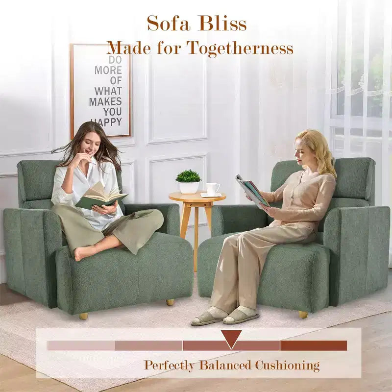 Oversized Chair with Storage Ottoman, Wide Accent Armchair, Upholstered Mid-Century Reading Chair, Deep Seat Sofa Couch