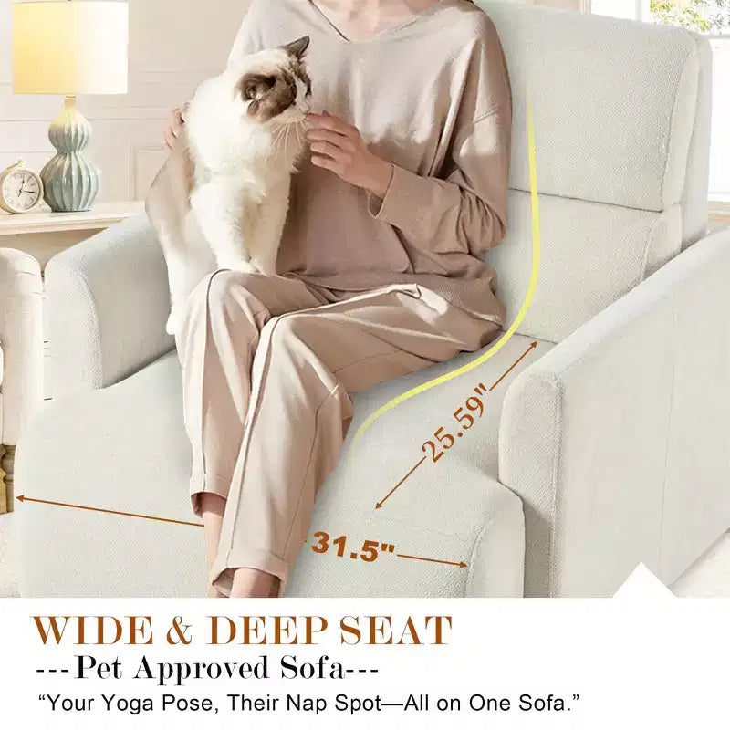 Oversized Chair with Storage Ottoman, Wide Accent Armchair, Upholstered Mid-Century Reading Chair, Deep Seat Sofa Couch