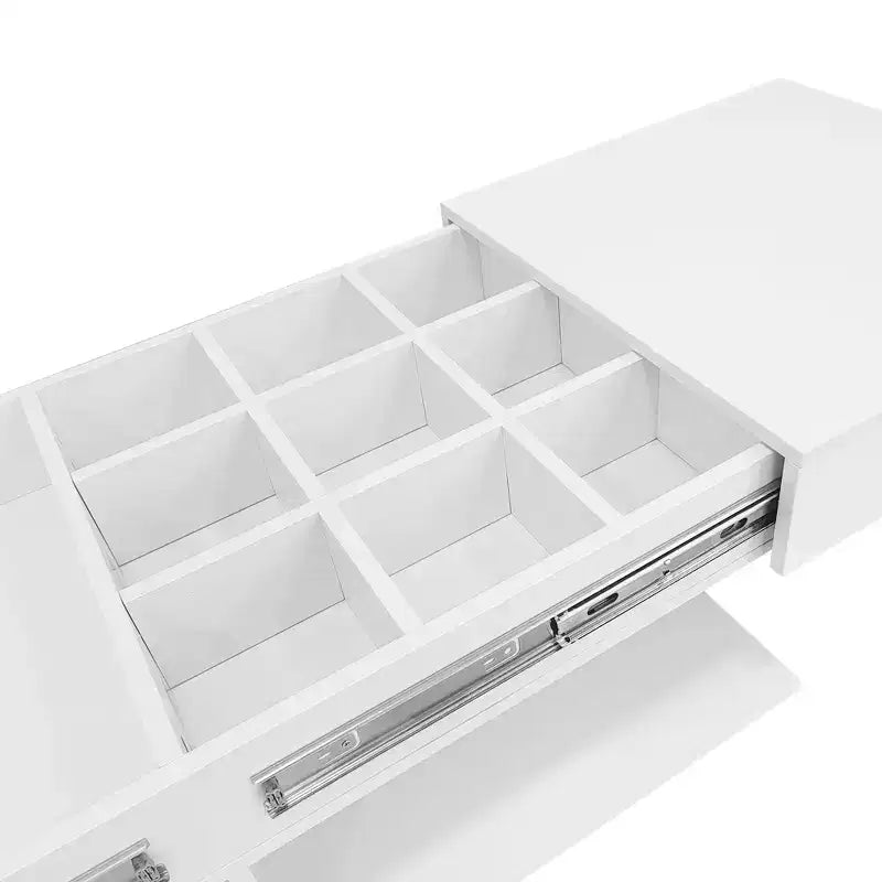 Extendable Coffee Table with Storage and LED Lights, Hidden Compartment, Open Shelf for Living Room