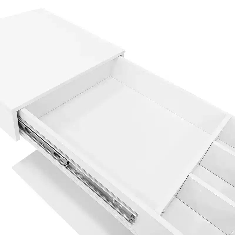 Extendable Coffee Table with Storage and LED Lights, Hidden Compartment, Open Shelf for Living Room