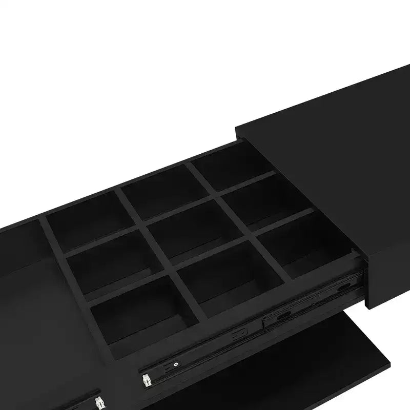 Extendable Coffee Table with Storage and LED Lights, Hidden Compartment, Open Shelf for Living Room