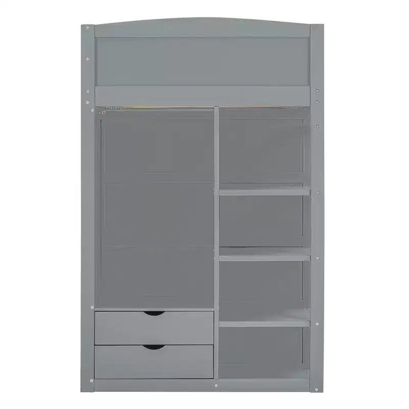 Loft Bed with Desk and Wardrobe, WoodenLoft Bed with Drawers and 4 Shelves for Kids Teens Adults