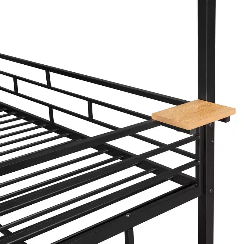 Twin over Twin Metal Bunk Bed, Metal Housebed with Slide and Storage Stair with Black Slide