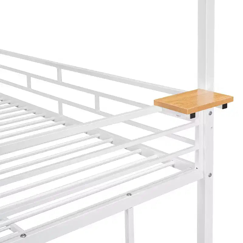 Twin over Twin Metal Bunk Bed, Metal Housebed with Slide and Storage Stair with Black Slide