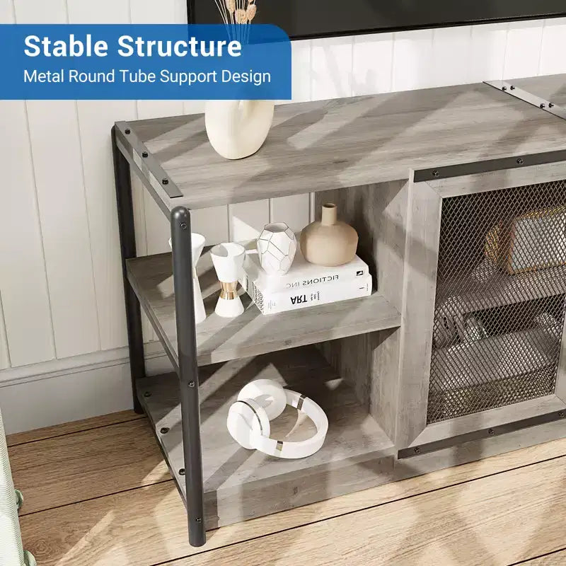 Farmhouse TV Stand with Storage Cabinets, Rustic Wood Entertainment Center & Media Console for Living Room