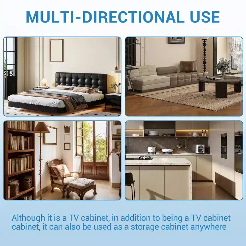 Farmhouse TV Stand with Storage Cabinets, Rustic Wood Entertainment Center & Media Console for Living Room