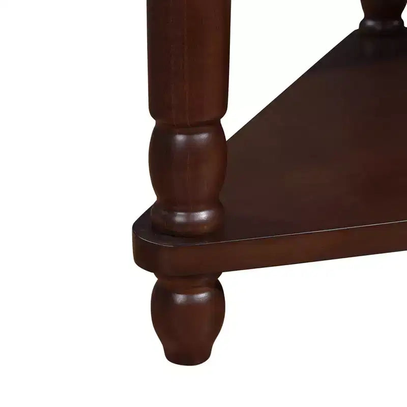 33.8'' Small Triangle Corner Table with 3 Tiers, Solid Wood Legs for Small Spaces and Living Room, Light Espresso