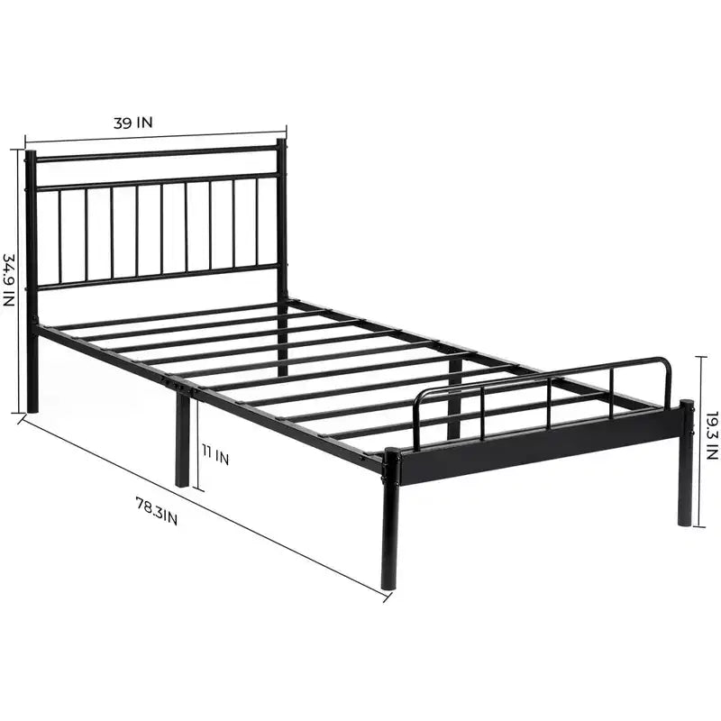 Steel Modern Twin Bed Frame - Black, No Box Spring Needed