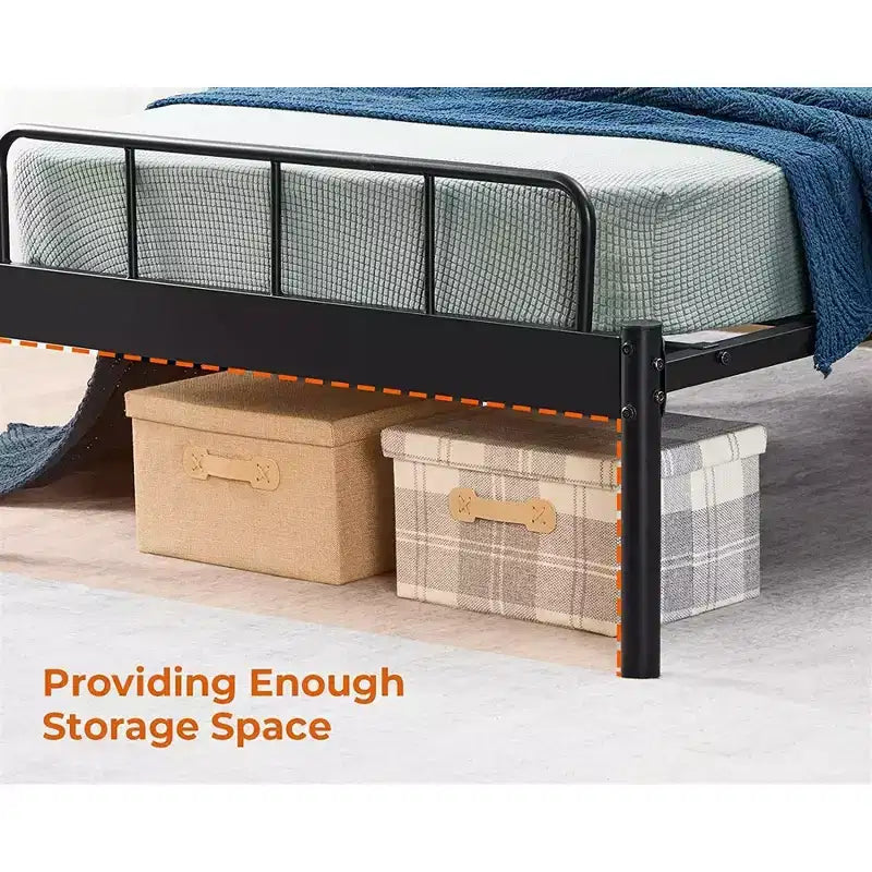 Steel Modern Twin Bed Frame - Black, No Box Spring Needed