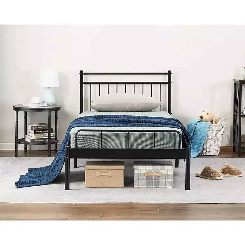 Steel Modern Twin Bed Frame - Black, No Box Spring Needed