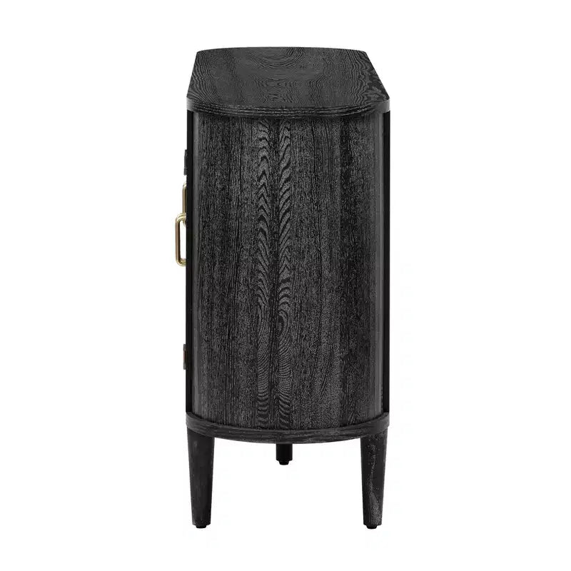 Farmhouse Sideboard Cabinet with Glass Doors and Adjustable Shelves for Dining and Living Room, Black
