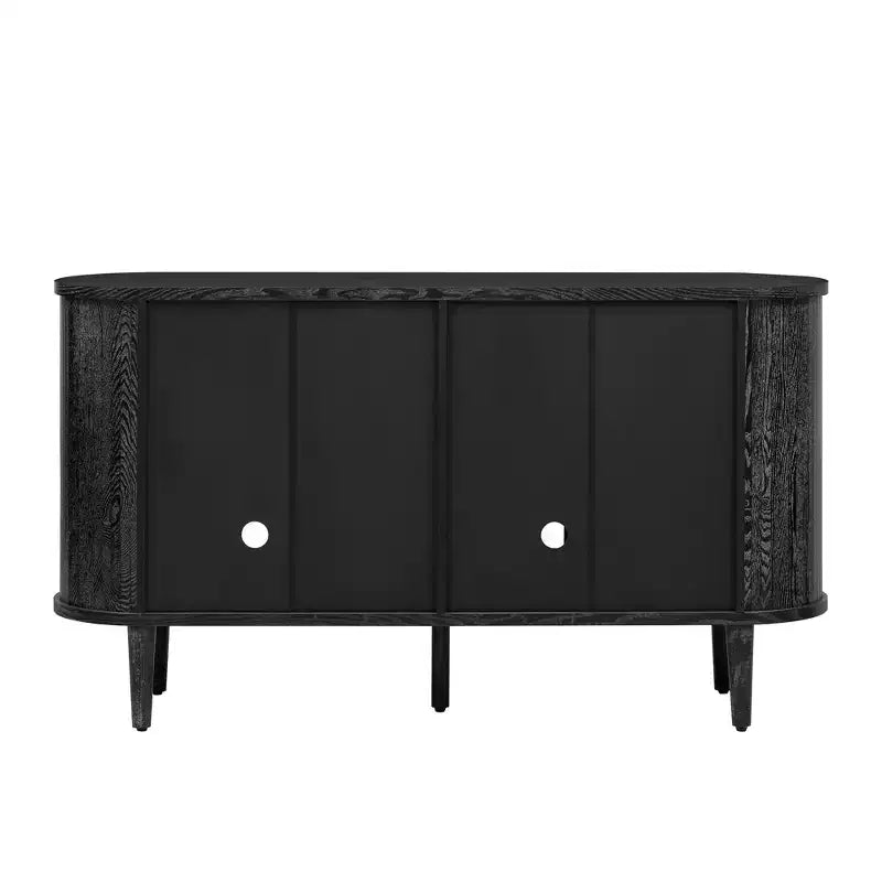 Farmhouse Sideboard Cabinet with Glass Doors and Adjustable Shelves for Dining and Living Room, Black