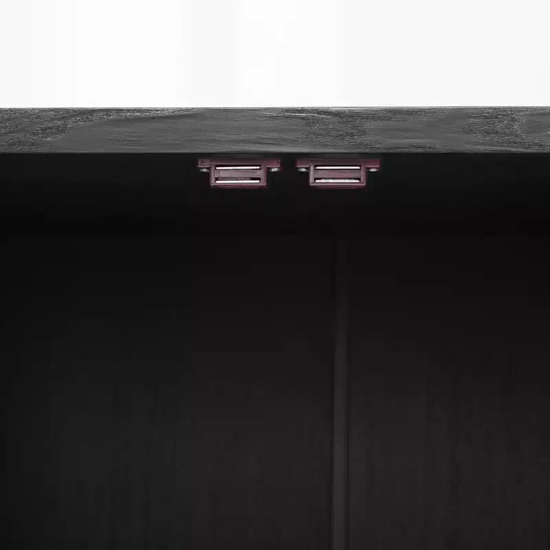 Farmhouse Sideboard Cabinet with Glass Doors and Adjustable Shelves for Dining and Living Room, Black