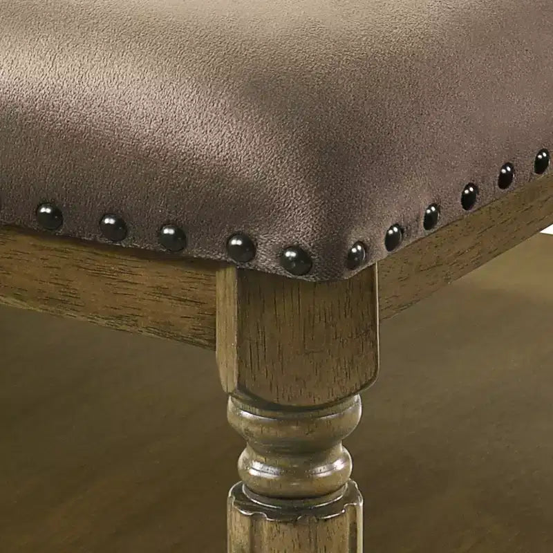 Upholstered Coffee Table - Antique Oak/Velvet Brown