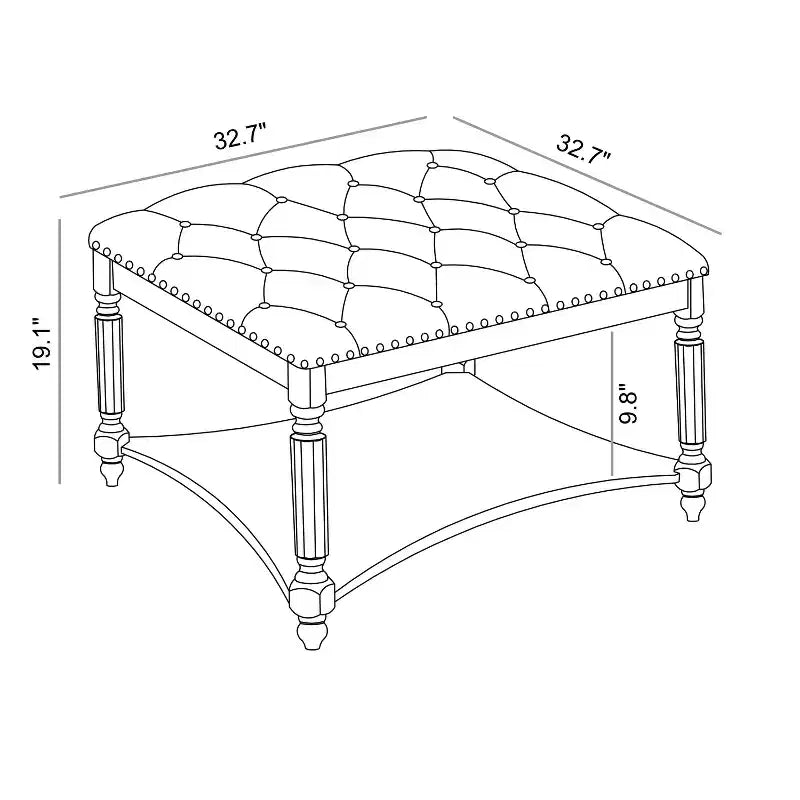Upholstered Coffee Table - Antique Oak/Velvet Brown