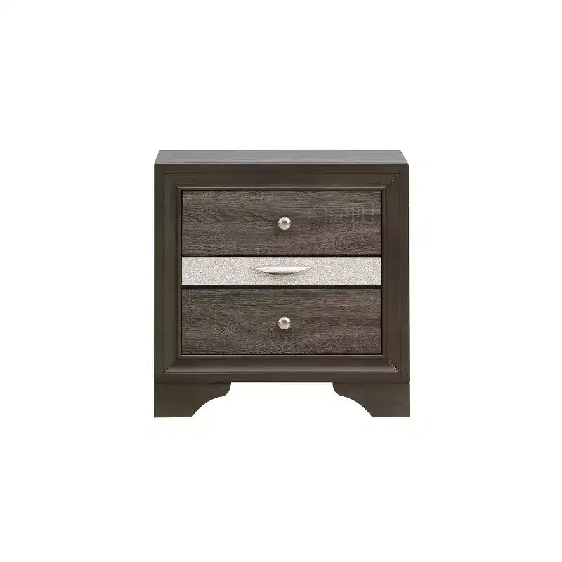 Gray Nightstand with 2 Drawers, 26H x 26W Wood Bedside Table for Bedroom