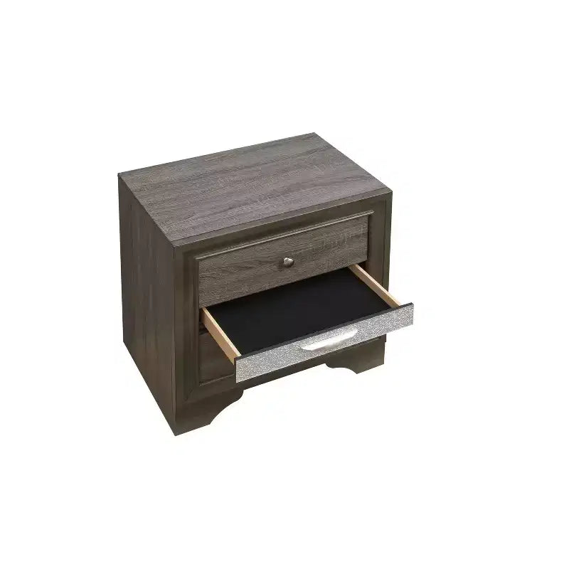 Gray Nightstand with 2 Drawers, 26H x 26W Wood Bedside Table for Bedroom