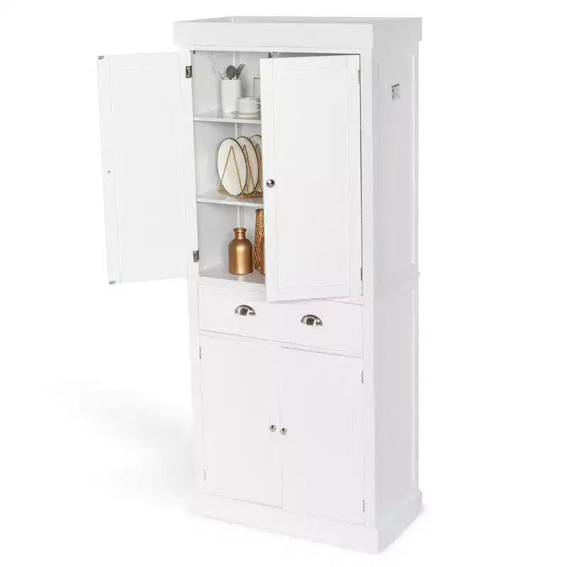 71.65'' Kitchen Pantry Cabinet with 4 Doors, Adjustable Shelves and Drawer