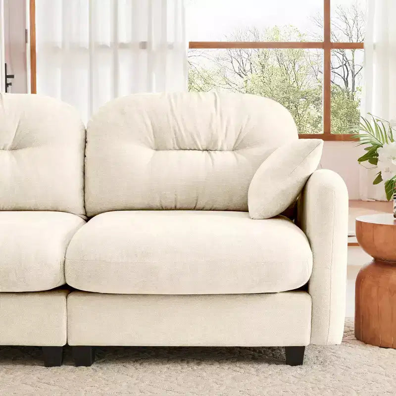 Cloud Chenille Sectional Sofa  Tufted High-Density Foam, Ergonomic Arms, Perfect for Bedroom or Small Living Room