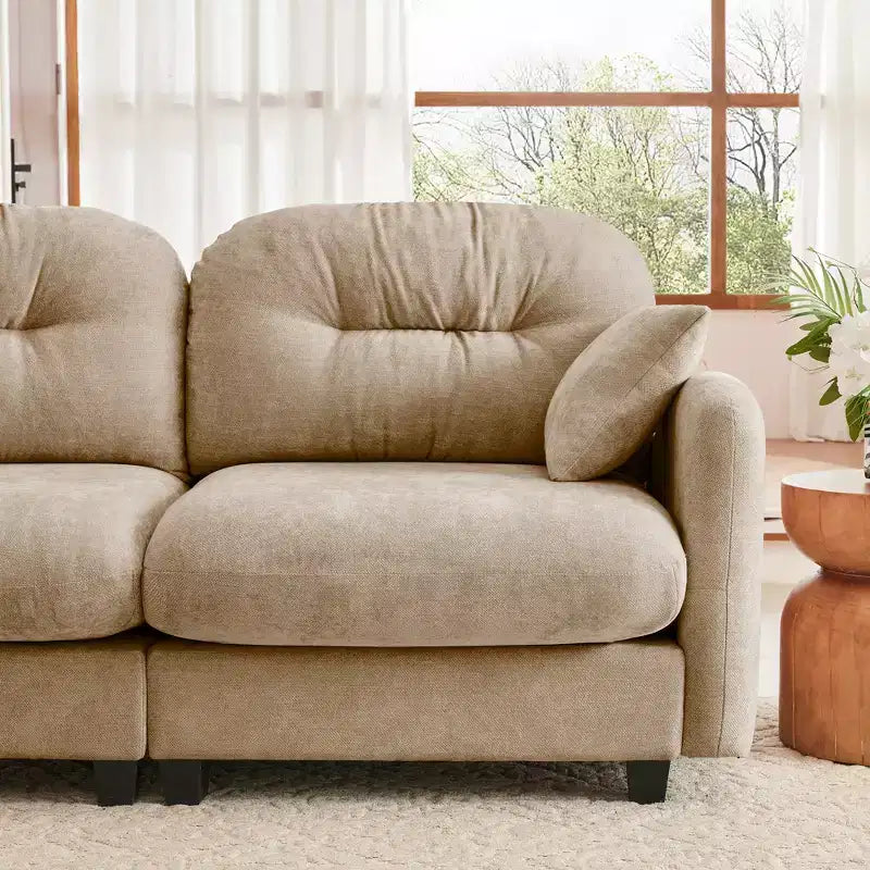 Cloud Chenille Sectional Sofa  Tufted High-Density Foam, Ergonomic Arms, Perfect for Bedroom or Small Living Room
